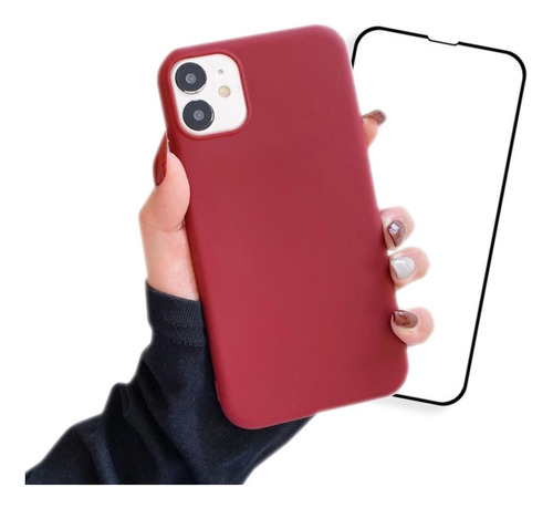 Carcasa Funda Silicona Colores + Mica Pantalla Para iPhone