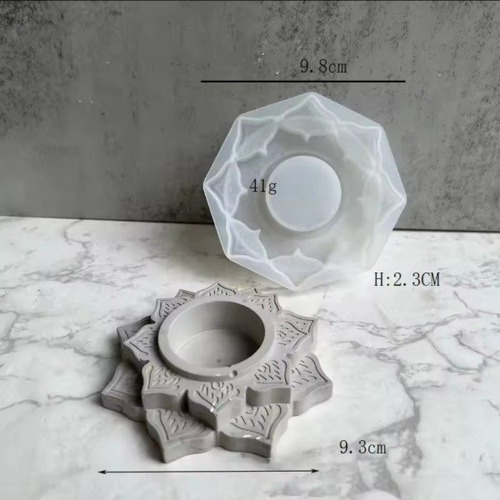Molde Silicona Porta Vela Mandala Ideal Resina, Yeso Bm2458 Blanco
