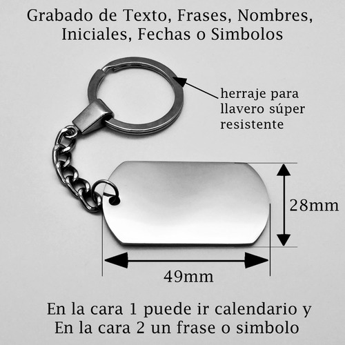 Imagen 2 de 8 de Llavero Personalizado Calendario Y Texto Acero Inoxidable