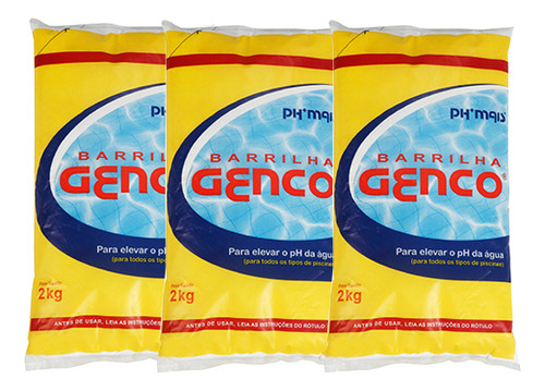 Kit 5 Elevador De Ph Barrilha Genco 2kg Para Piscina