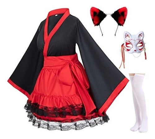 Disfraz De Zorro De Anime Japonés Rojo Y Blanco Talla Xs