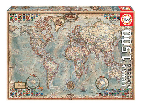 Imagen 1 de 2 de Rompecabezas Educa Borras El Mundo, Mapa Político 16005 de 1500 piezas