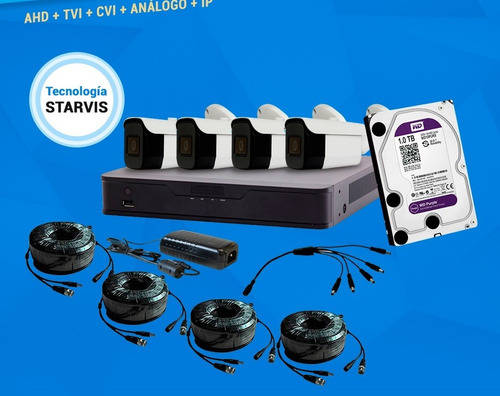 Kit Grabador Nvr301-04q +4 Camaras +hdd+fuente De Poder