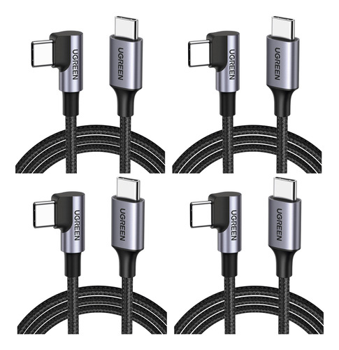 4 Cables Ugreen Usb-c A Usb-c 1 M Ángulo Recto 60w 50123