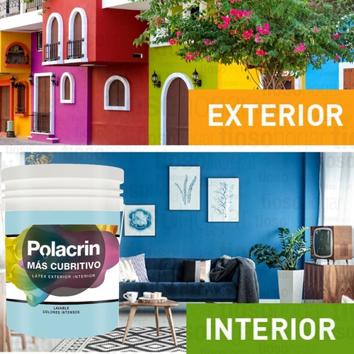 Imagen 5 de 10 de Pintura Premium Polacrin 10 Lts Latex Cubritiva Interior Ext