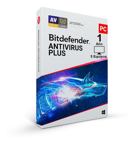  Bitdefender Antivirus Plus, Licencia 1 Año, 5 Equipos 