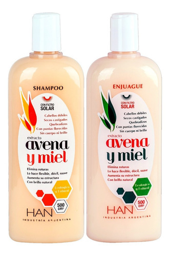 Han Shampoo + Acondicionador Avena Y Miel Reparador X 500 Ml