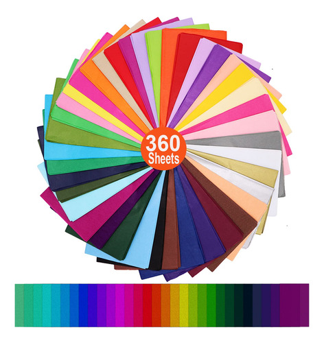 360 Hoja Papel Seda Multicolor Para Envover Regalo Granel 36