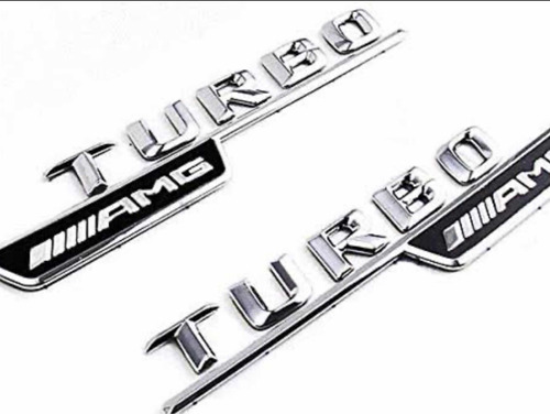 Emblema Tipo Mercedes 2 Pz Turbo Amg ¡¡¡ Compatible Cromo