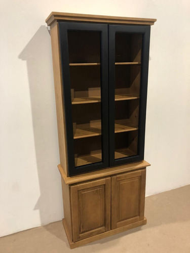 Biblioteca-cristalero-modular-aparador-mueble-madera Maciza