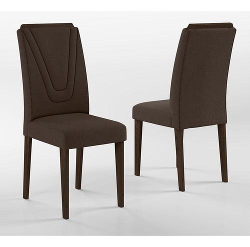 Conjunto 2 Cadeiras Lima Imbuia/ Marrom - Móveis Arapongas Cor Imbuia/marrom 04 Cor da estrutura da cadeira Imbuia Desenho do tecido Liso