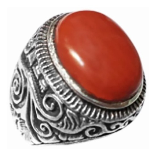 Anillo Jaspe Rojo Macizo Plata Mod: Indra  A6