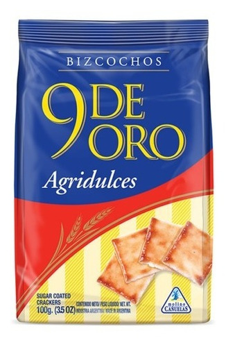 Bizcochos 9 De Oro Agridulces Caja X 32 Unidades 100g C/u