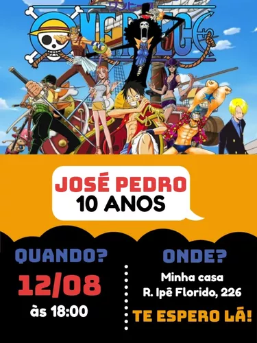 Convite Aniversário One Piece