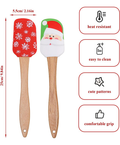 Juego De 4 Espátulas De Silicona Para Hornear Navideñas Con