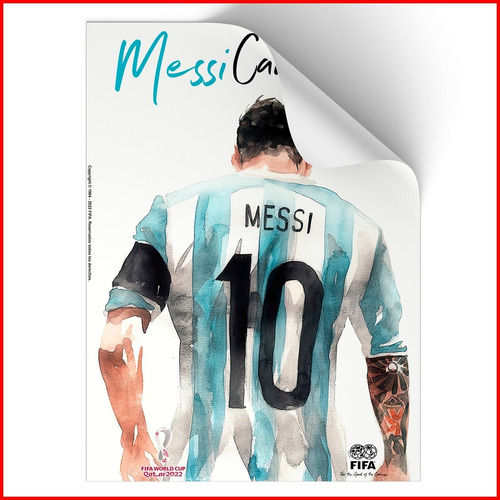 Poster Adherible Messi Argentina Campeón Qatar #2 52x36cm