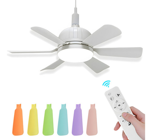 Ventilador Con Control Remoto Con Luz Led Y Control Remoto 3 Modos Lampara Ventilador Techo Led,diámetro 46cm Ventilador De Techo Con 6 Palas De Plástico Color Coloreado,40w