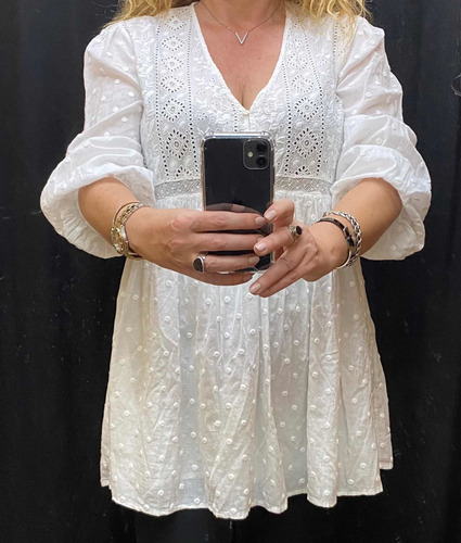 Imagen 7 de 7 de Vestido Zara Nuevo Con Etiqueta Corto Algodón Blanco Broderi
