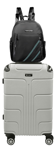 Set 2pk Con Maletas De Viaje 20in+moda Mochila Equipaje Mano Gris Gris