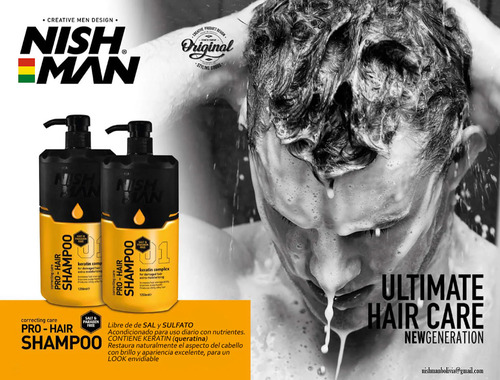 Shampoo Keratin Nishman 1250ml Profesional Barberia