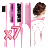 Comprar Kit Cepillos Y Peines Veraly Peinado Cabello Pinza Peluquería 7 Pzs Color Rosa