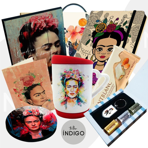 Caja De Regalo Frida + Mug Oreja Corazón Tapa Silicona 11oz