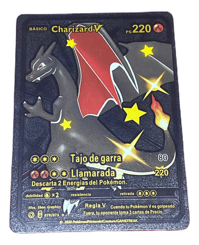 Juego Carta De Pokemon Negra De Colección Charizard V 220