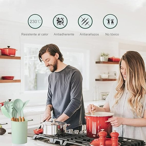 Silicona 12 Piezas Utensilios De Cocina Espátula Pastelera Verde