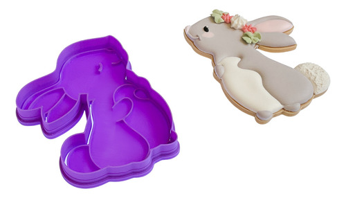Cortador Galletas Conejito Perfil Conejo Plantilla Pascua Color Morado