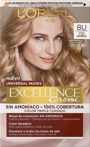 L'oréal Excellence Sin Amoniaco Rubio Claro Universal 8u
