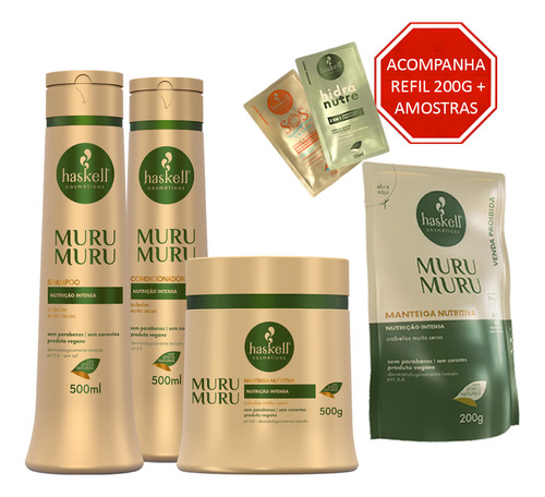 Kit Murumuru Haskell Shampoo Condicionador Manteiga 500ml/g