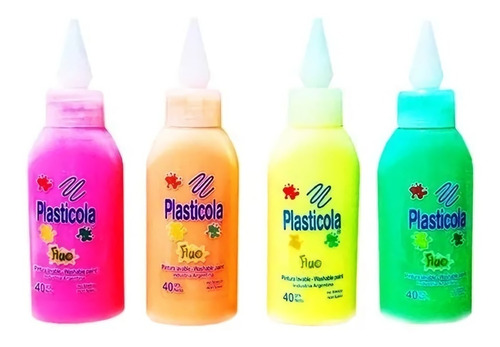 Adhesivo Vinilico Plasticola De Color Fluo Pack X10 Surtido