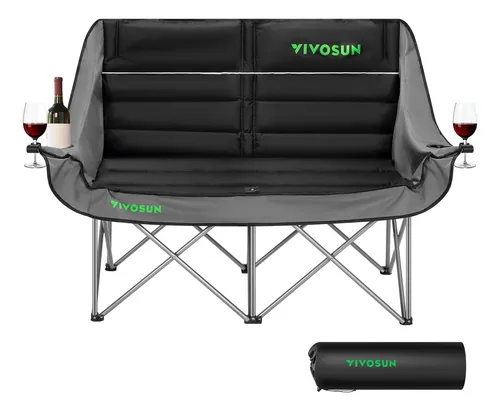 comprar Silla Doble De Camping Plegable Con Portavasos Y Bolsa