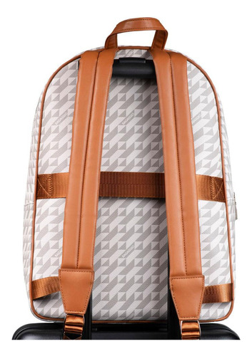 Mochila Feminina Média Monograma Bg Bege