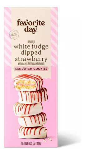 Galletas Sandwich Sabor Fresa Cubiertas De Fudge Blanco 180g