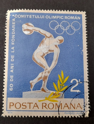 Sello Postal - Rumanía - 60 Aniversario Comite Olimpico 74 