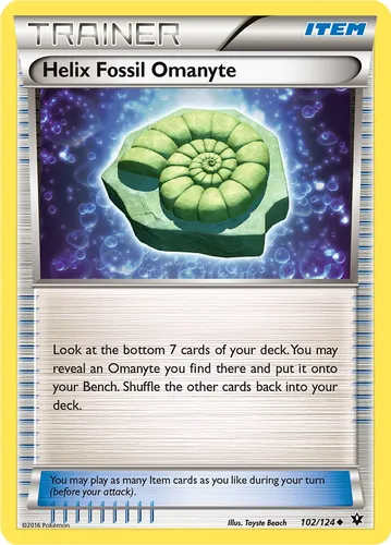 Pokemon Item Helix Fossil Omanyte 102/124 Reverse Xy Fco (Usado)