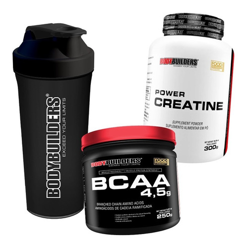 Bcaa 4,5g 250g + Creatina 300g + Shaker - Bodybuilders