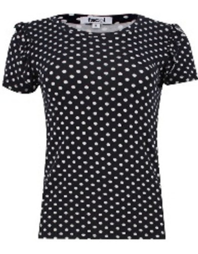 Camiseta Manga Corta Estampada Color Negro, Talla 6