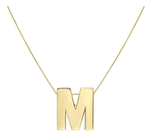 Collar Y Dije Zab, Letra M En Oro Solido De 10k Certificado