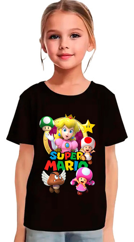 Remera Camiseta Super Mario En 3 Diseños Para Niñas