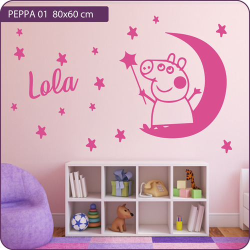 Vinilo Decorativo Infantil Peppa Pig Con Nombre 