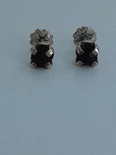 Aros De Plata Y Cubic Negro