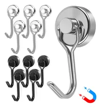Comprar Gancho magnético giratorio de neodimio de 10 piezas, gancho magnético, imán de neodimio, ventosa fuerte, fuerza de tracción de 8 kg\u002F17 libras, 5 ganchos magnéticos negros y 5 plateados