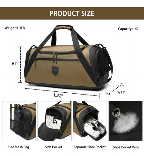 Bolsas Gimnasio A-td-005-marrón Compartimento Zapatos Mmg
