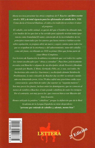 Obras completas de François Baucher: Clásicos de equitación, de Baucher, François. Editorial Lettera, tapa blanda en español, 2022