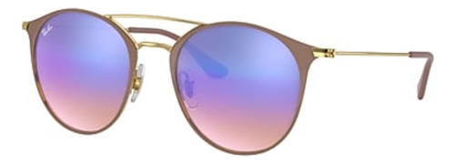 Anteojos de sol Ray-Ban RB3546 Standard con marco de acero color matte light brown, lente blue de cristal degradada/flash, varilla gold de acero