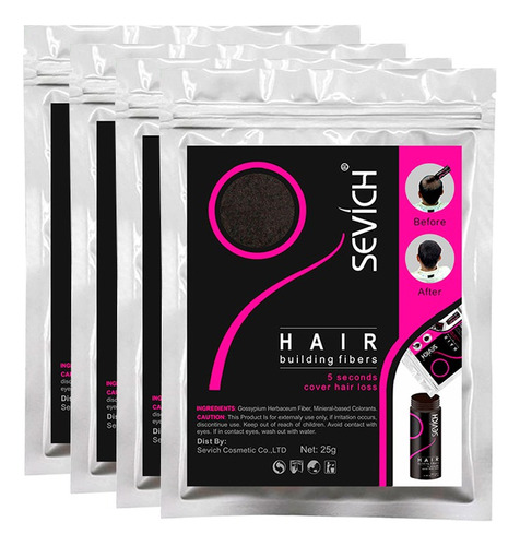 Recarga 100g Fibras Capilares Sevich Color Negro