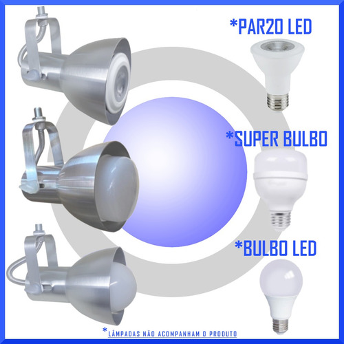 Imagem 3 de 7 de Spot Com Trilho P/ Lâmpada Comum Led Com 60 Cm