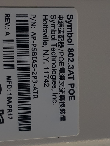 Power Injector Symbol 802.3at Poe 55v .6a (Reacondicionado)